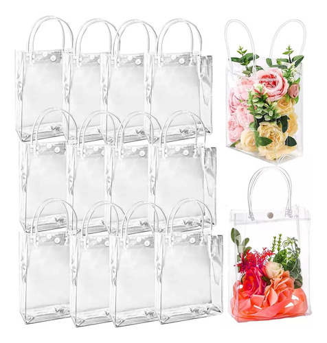 40 Bolsas De Regalo Transparentes Con Asas Pequeñas, Reutilizables Bolsas Transparentes Bolsas De Caramelo Bolsas De Regalo Para Boda, Cumpleaños Fiesta San Valentín Navidad 23x17x7cm