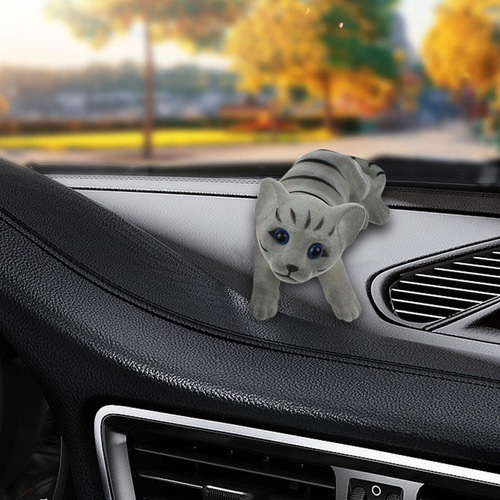 Decoração De Carro De Gato Balançando Acessórios Cinza