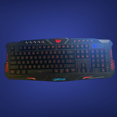 Teclado Gamer M200 Retroiluminação Azul/roxo/vermelho Cor De Teclado Preto Idioma Americano