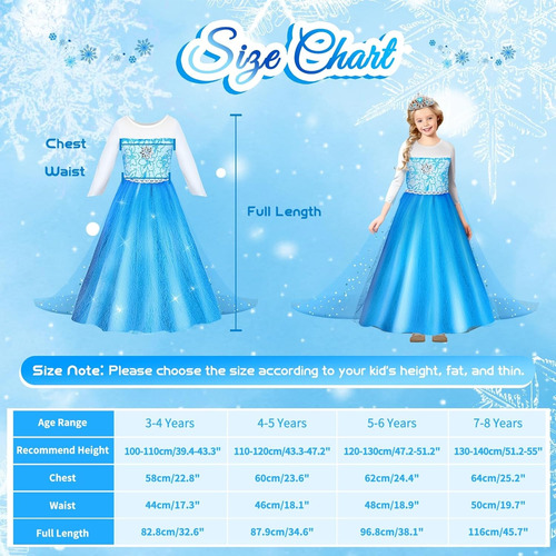 Disfraz Frozen Elsa. Vestido Con Accesorios. Talla S. 5 Años