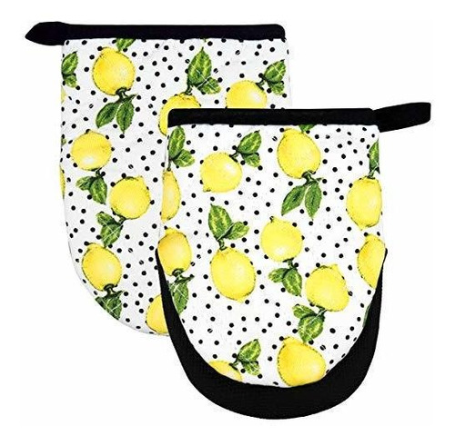 Popular Bath Lemon Dots Style 2 Piezas Neop Mini Horno Mitt,