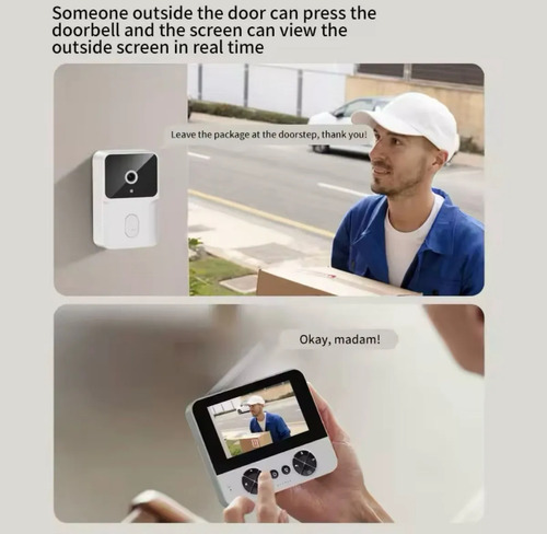 Portero Inhalambrico Inteligente Con Pantalla Hd Wi Fi Blanco