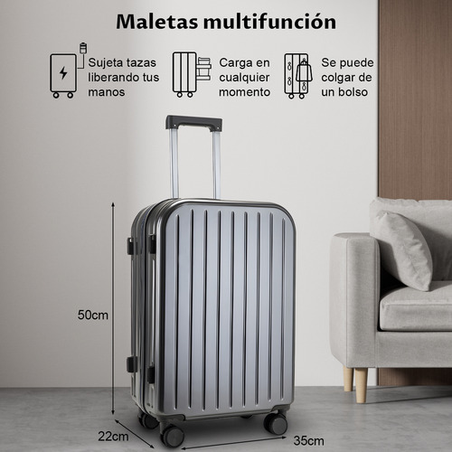 Maleta Mano Viaje 20in 10kg Rigida 4 Ruedas Con Portavasos