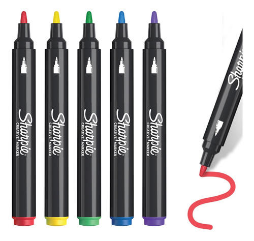 Set De 5 Marcadores Punta Redonda - Sharpie Acrylic - 2 Mm