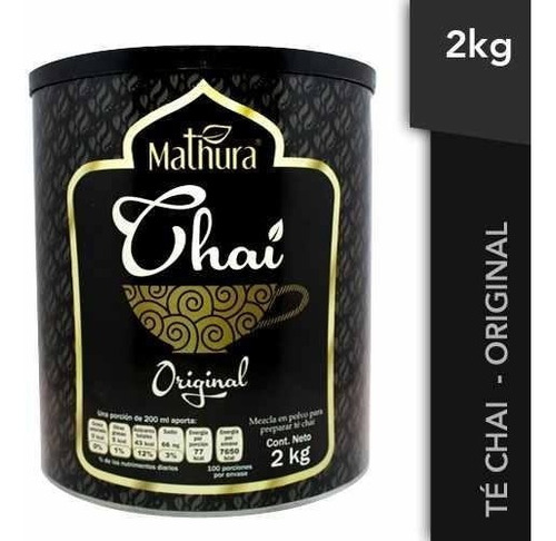 Te Chai Sabor Original 1 Lata De 2kg Marca Mathura