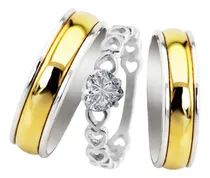 Comprar Alianzas Plata 950 Y Oro 18k Combo Casamiento Compromiso 
