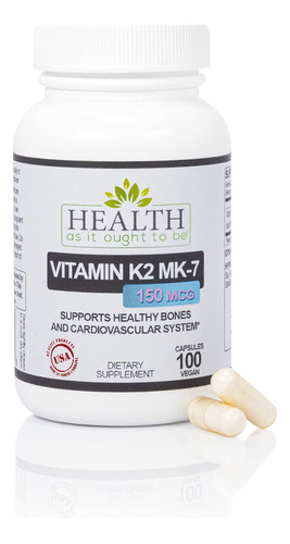 Mejor Vitamina K2 Mk-7 De 150 Mcg, 100 Cápsulas, Forma Má.