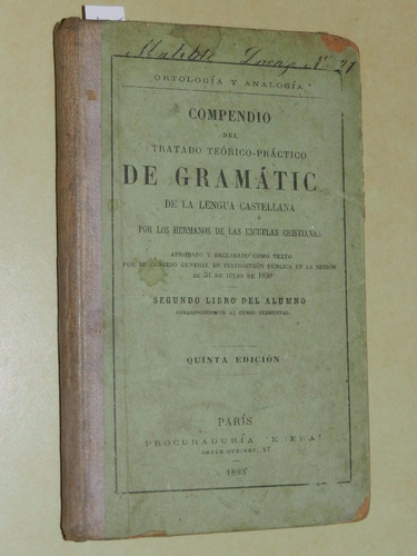 * Compendio De Gramatica Lengua Castellana - Paris - L055