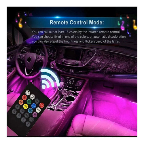 Tira Led Rgb Atmosfera 4 En 1 Luces Neón Auto Interior