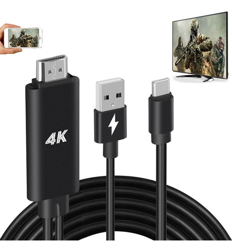 Adaptador Hdmi Usb Tipo C Cable Mhl 4k Convertidor De Video