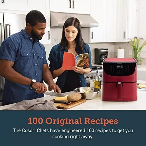 COSORI Freidora de aire con 10 ajustes preestablecidos personalizables y  recordatorio de agitación, libro de cocina (100 recetas), accesorios XL
