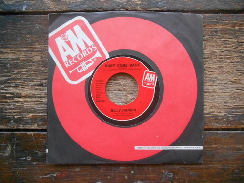 Billy Rankin Baby Come Back (nazareth) Simple7 Usa Impecable (Usado)
