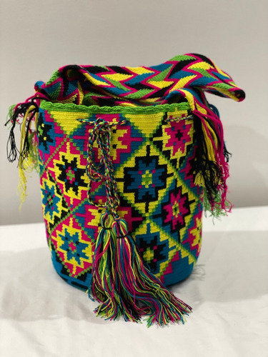 Mochila Wayuu Original Multicolor Bolso Artesania Colombiana