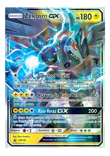 Carta Pokémon Lendário Zekrom Gx Sol E Lua 138