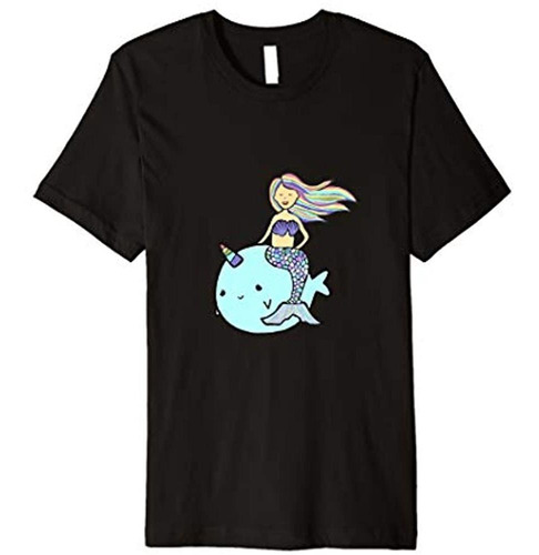 Sirena Con Pelo Equitacion Mascota Narwhal Camisa