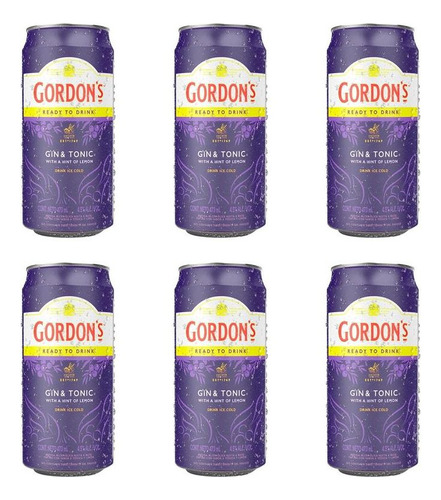 Gin Gordon Premium Dry London Dry 473 mL en lata x 6 u