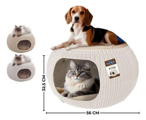 Cama Cueva Para Gatos + Colchoneta Interna & Cojín D Asiento
