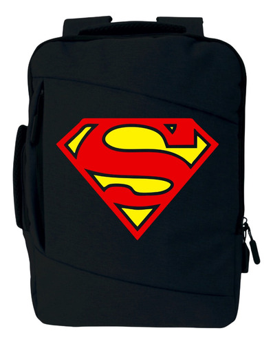 Morral Escudo Superman Maleta Espalda Portafolio Black