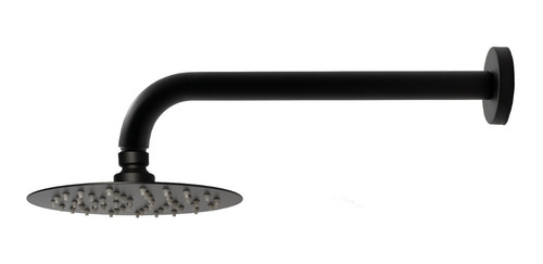Regadera Redonda 15cm Con Brazo Y Monomando Negro Mate Lujo