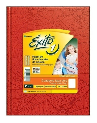 Cuaderno N°1 Cuadriculado Forrado Rojo 48 Hojas Exito