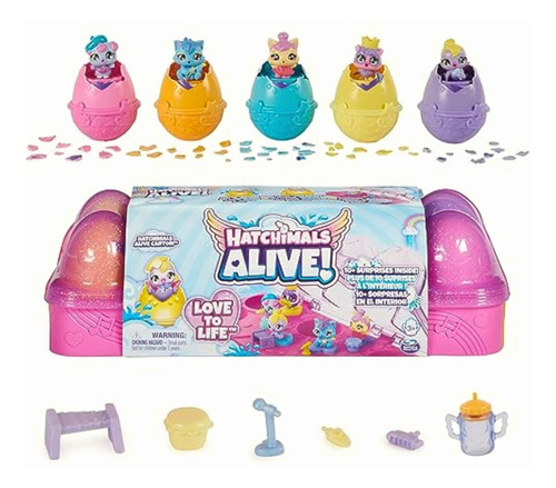 Hatchimals Alive, Cartón Con 5 Minifiguras En Huevos Que Se