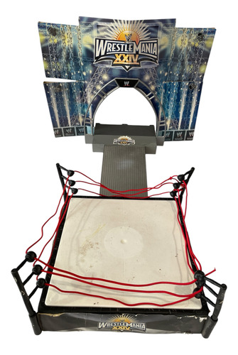Wrestlemania 24 Stunt Action Ring Set 2009 Con Caja Incomple Negro (Usado)
