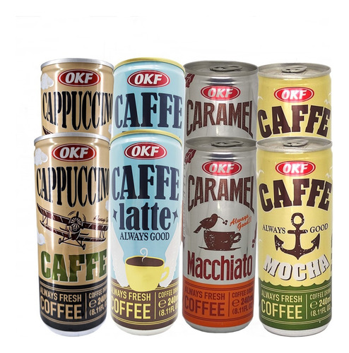 Kit Café Ao Leite Lata Okf Coreano 4 Sabores - 8 Latas