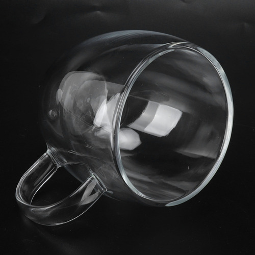 Taza De Agua Con Asa De Vidrio Transparente De Doble Pared