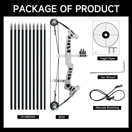 Set De Arcos De Caza Compound Bow Acero Inoxidable Profesion Negro Ambidiestro
