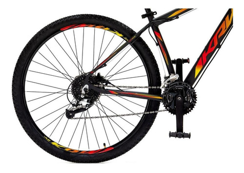 Bicicleta Aro 29 Krw Spot Alum Shimano Acera 27v Trava Sx13 Cor Preto/Amarelo e Vermelho