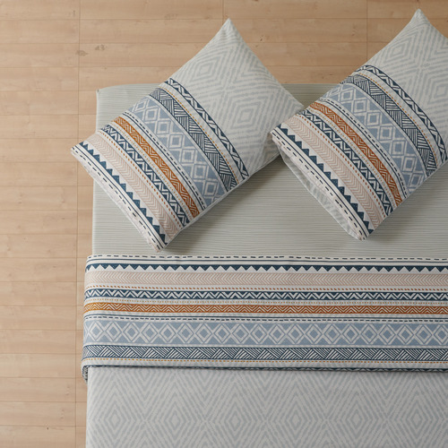 Sabanas Estampadas Juego Ultra Suaves + Funda Almohada Gris - Individual Étnico