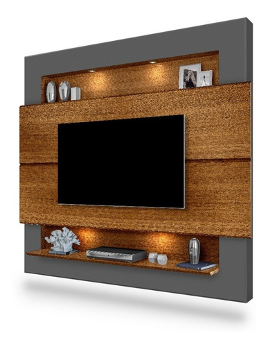 Painel Home Com Led Tv Até 75 Polegadas Milão Carvalho Cinza