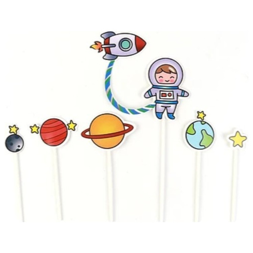 Set De 6 Topper Para Torta Astronauta Decoración Globifiesta