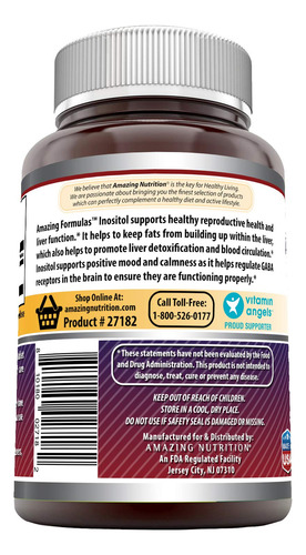 Amazing Formulas Inositol 1000 Mg 120 Tabletas Paquete Doble