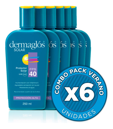 Kit Protector Solar Dermaglós Emulsion Fps40 X6 Unidades