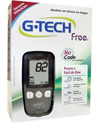 Kit De Glicose Gtech Free Com Tiras Reagentes E Lancetas