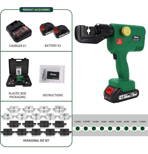 Kit De Crimpadora Manual Hidráulica 12t Con 17 Matrices