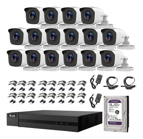 Imagen 3 de 8 de Kit Seguridad Hikvision Dvr 16ch Hd Cctv + 16 Camaras +disco