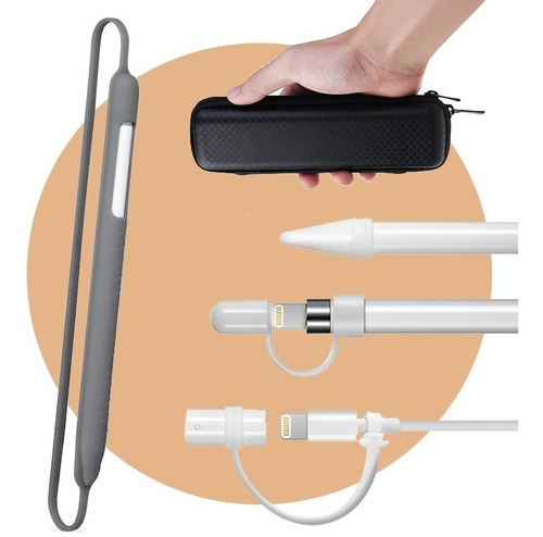 Kit Capa Case Tampa E Cordão Silicone Apple Pencil iPad Pro