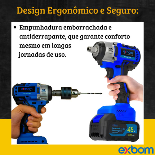 Furadeira Parafusadeira 48v Recarregável Com Maleta Pro