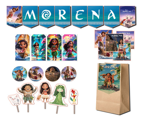 Kit Digital Imprimible Moana 2 Invitacion + Decoración