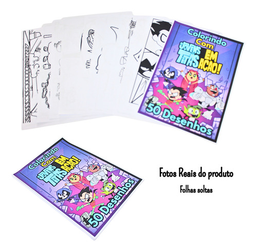 Kit 50 Desenhos Infantil Para Colorir Grandes Jovens Titãs Envio Imediato