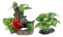 Comprar Decoraciones Para Acuarios Ameliade Betta Cave & Silk Plants