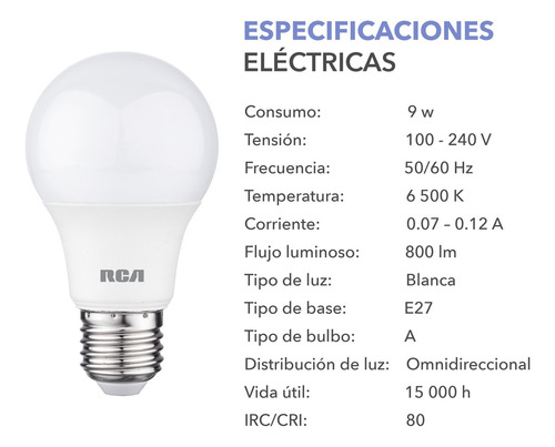 Rca Foco Led Luz Blanca 9w Rc-f9i60-b Luz Blanco