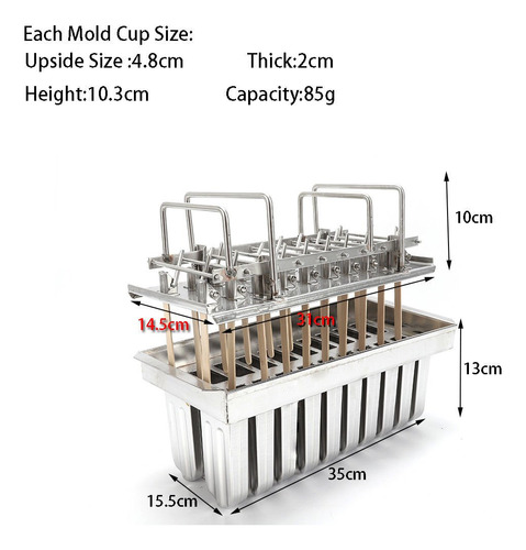 Mold Para Paleta Hielo Acero Inoxidable 20 Unidad Soporte