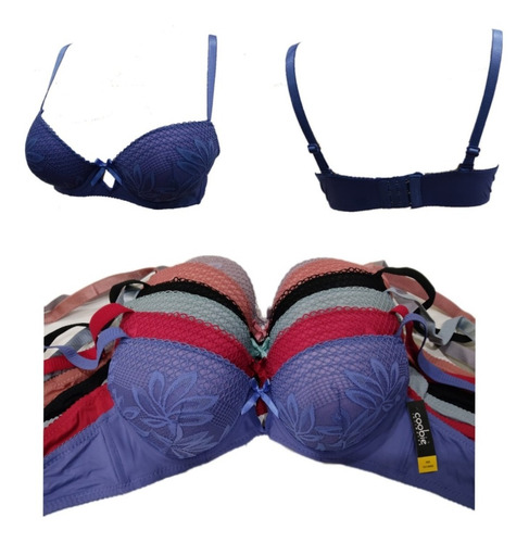Set 5 Brasier Dama Con Encanje Push Up Con Varilla Cómodo
