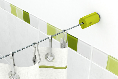 Kit Tensor Barral Para Cortina De Baño Colores Tensocable Color Verde
