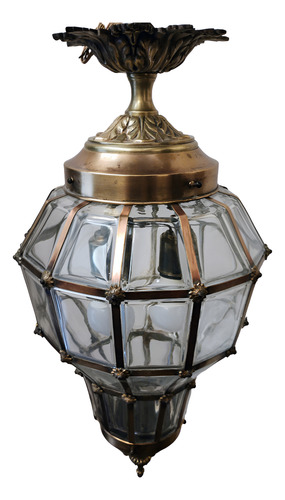 Antiguo Y Enorme Farol Versalles Burbuja Bronce Y Cristal (Usado)