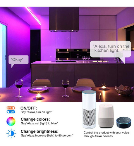 Tira Luces Led Rgb Alexa Wifi 10m Impermeable Control De Voz