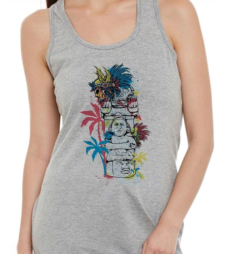 Musculosa Buda Arte Calavera Plumas Palmeras